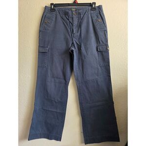 Eddie Bauer Blue Cargo Capris Mercer Fit Size 14 Utility Boho Crop Pants EUC